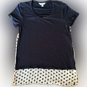 Charming Charlie | Black and cream polka a dot blouse top
